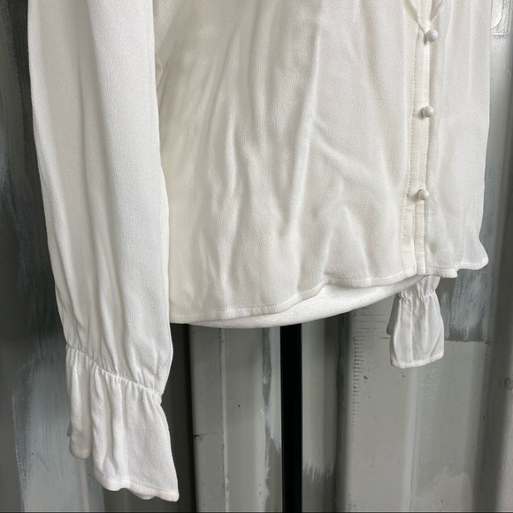 🆕 NWT Black Swan Long Sleeve Frilly White Ruffle Romantic Poet Blouse S/SMALL - Picture 8 of 11